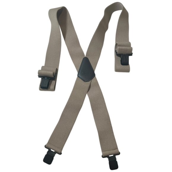 Duluth Trading Co. 2" Wide Nylon Beige Tan Men's Suspenders Clasps Workwear EUC - Picture 1 of 4